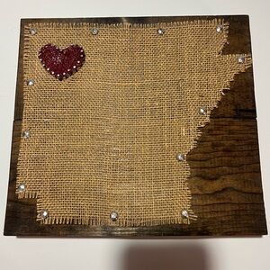 Rustic Burlap Wall Art with Red Heart